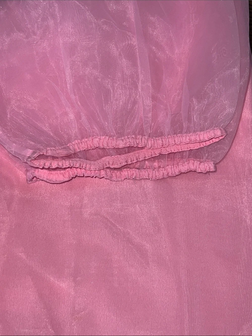 Tuckernuck Hyacinth House Tulle Top L Pink Sheer Puff Sleeve Sheer Preppy Girly